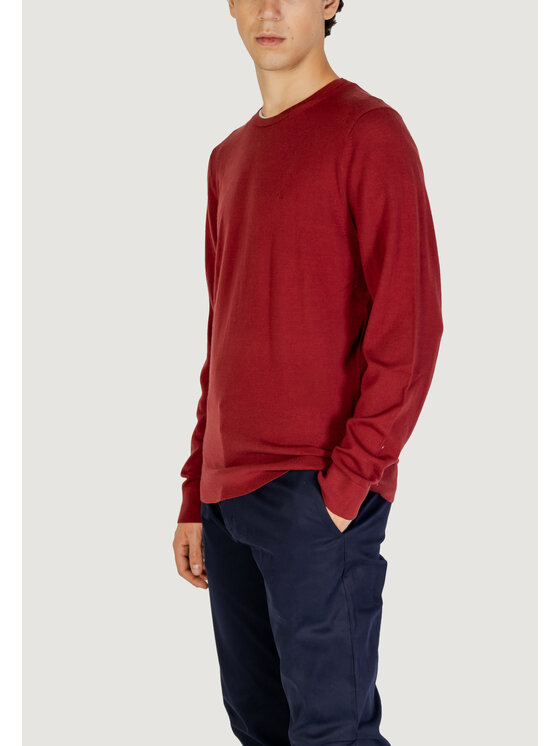 Calvin Klein Calvin Klein Sweter MERINO RWS CREW NECK Bordowy Regular Fit