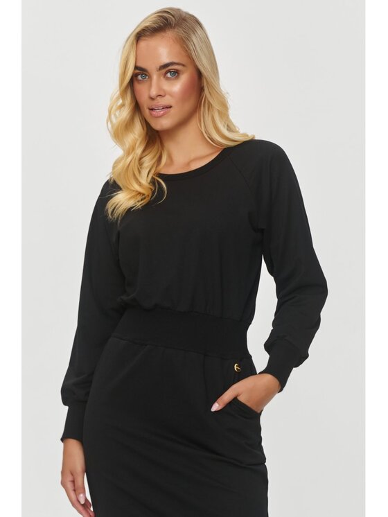 Makadamia Makadamia Sukienka codzienna M842 Czarny Regular Fit