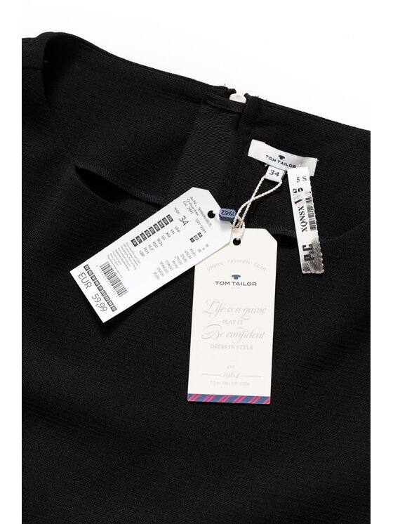 Tom Tailor Tom Tailor Sukienka codzienna O-SHAPE DRESS Czarny Regular Fit