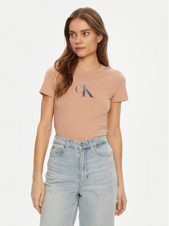 Női Póló Calvin Klein Jeans, Méret: M, Koral, Gradient J20J224982
