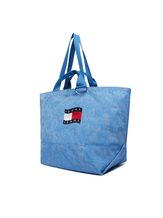 Tommy Hilfiger Tommy Hilfiger Дамска чанта Wavy Flag Canvas Tote Bag AW0AW18466 Син