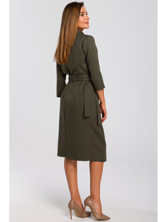 Stylove Stylove Koktejlové šaty S175 Kaki Regular Fit