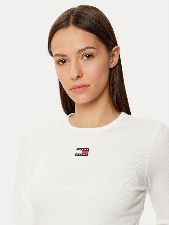 Tommy Jeans Tommy Jeans Bluzka DW0DW20178 Biały Slim Fit