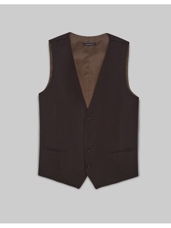 Borgio Borgio Kamizelka garniturowa gualdo_01_br Brązowy Slim Fit
