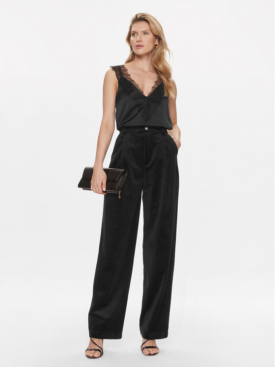 Kontatto Kontatto Pantaloni din material MN2012 Negru Relaxed Fit