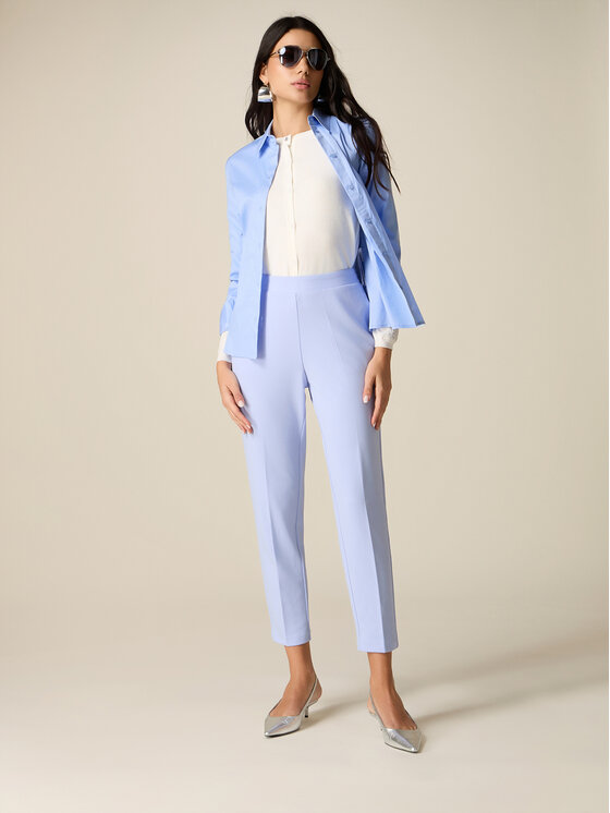 Oltre Oltre Spodnie materiałowe P273J102543N004 Turkusowy Regular Fit