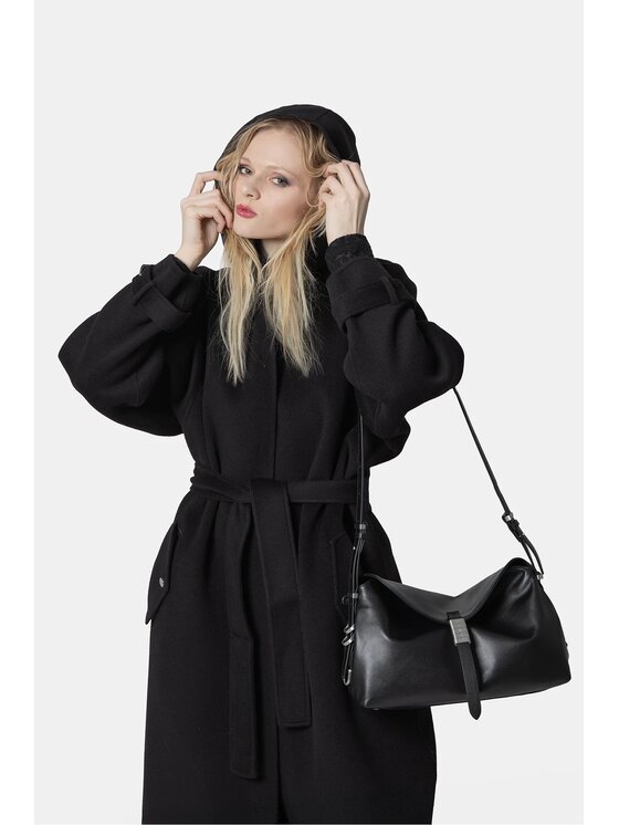 PINKO PINKO Płaszcz wełniany Cartoccio Cappotto Czarny Regular Fit