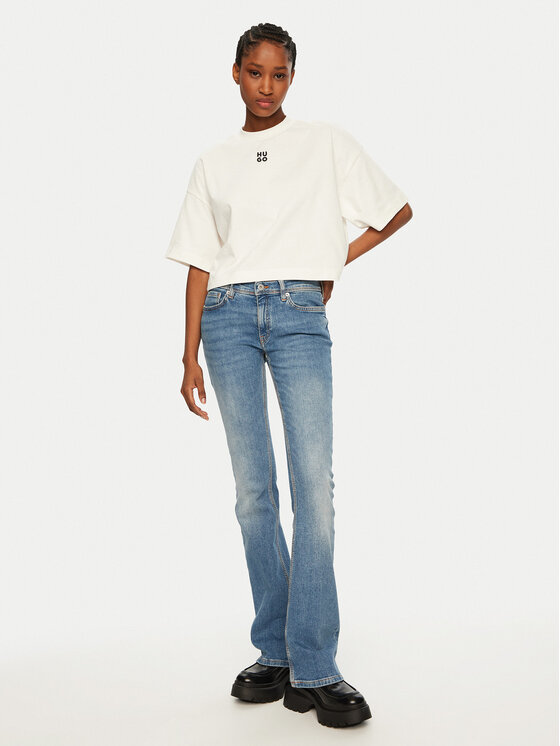 HUGO HUGO Тишърт Cropped Tee 50517790 Екрю Relaxed Fit