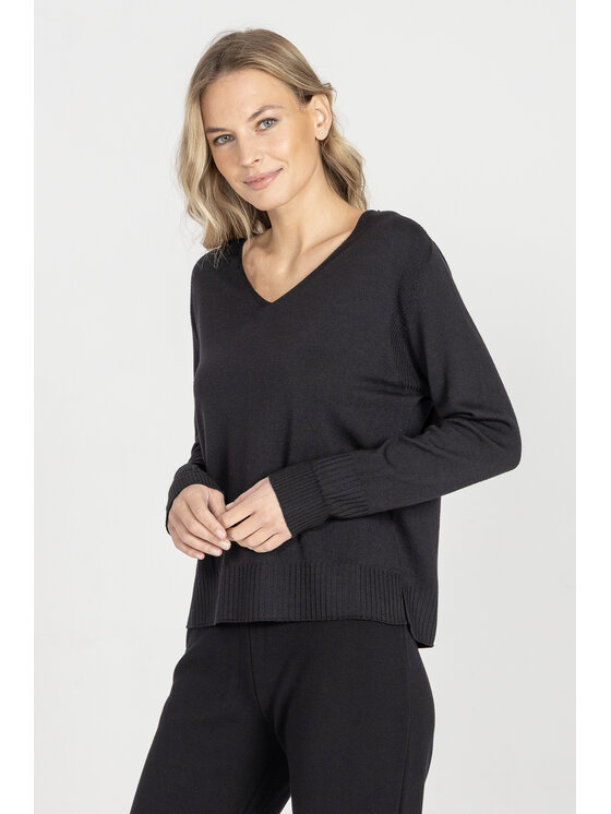 Deni Cler Milano Deni Cler Milano Sweter T-DC-S474-E5-90-90-1 Czarny Loose Fit