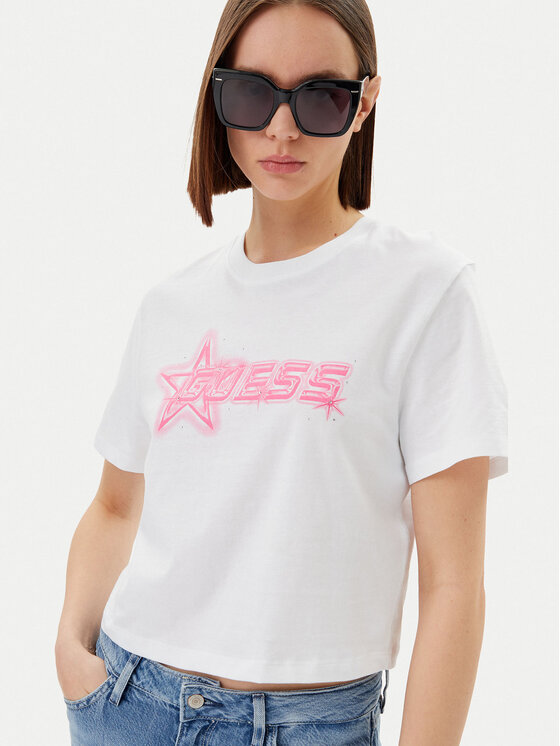 Guess Guess T-Shirt V5GI12 K9RM1 Biały Boxy Fit