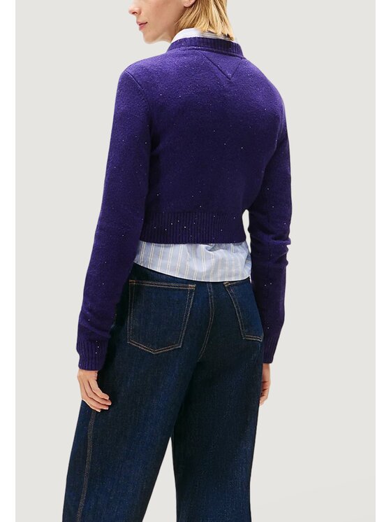Tommy Jeans Tommy Jeans Πουλόβερ TJW SPARKLE FLAG SWE Μωβ Casual Fit