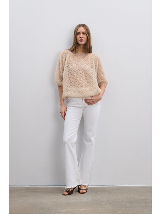 Fobya Fobya Sweter F2109 Beżowy Basic Fit