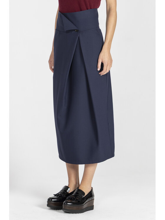 Deni Cler Milano Deni Cler Milano Spódnica maxi T-DC-7050-E5-40-58-1 Granatowy Regular Fit
