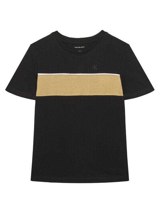 Calvin Klein Jeans T-Shirt Panel Colorblock IB0IB02609 Czarny Regular Fit