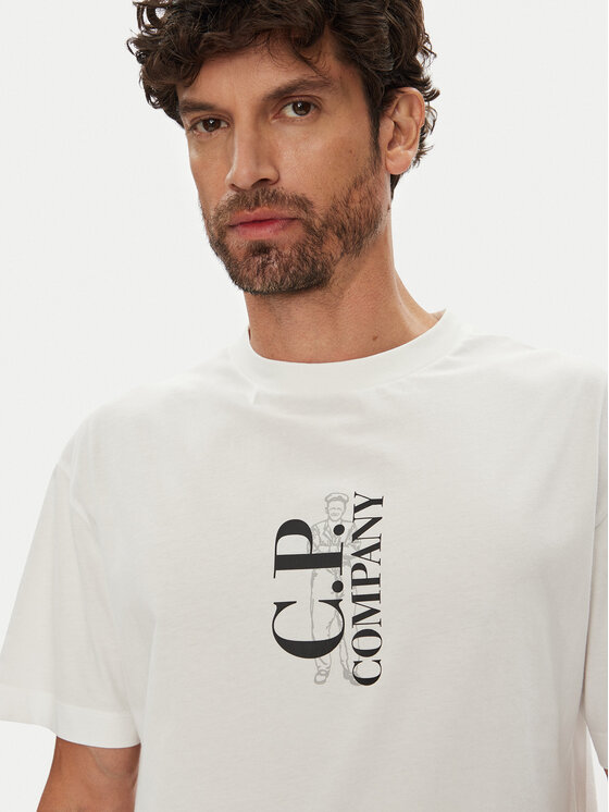 C.P. Company C.P. Company Tričko 19CMTS092A005100W Écru Regular Fit