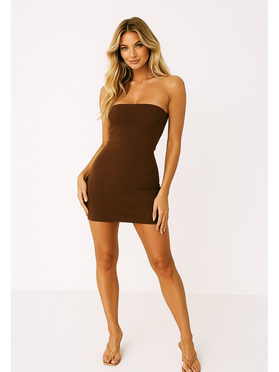 Nudyess Nudyess Vestito estivo 1022A Marrone Fitted Fit