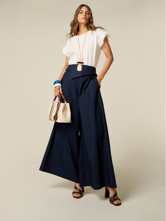 Oltre Oltre Spodnie materiałowe P005J002459N034 Niebieski Baggy Fit