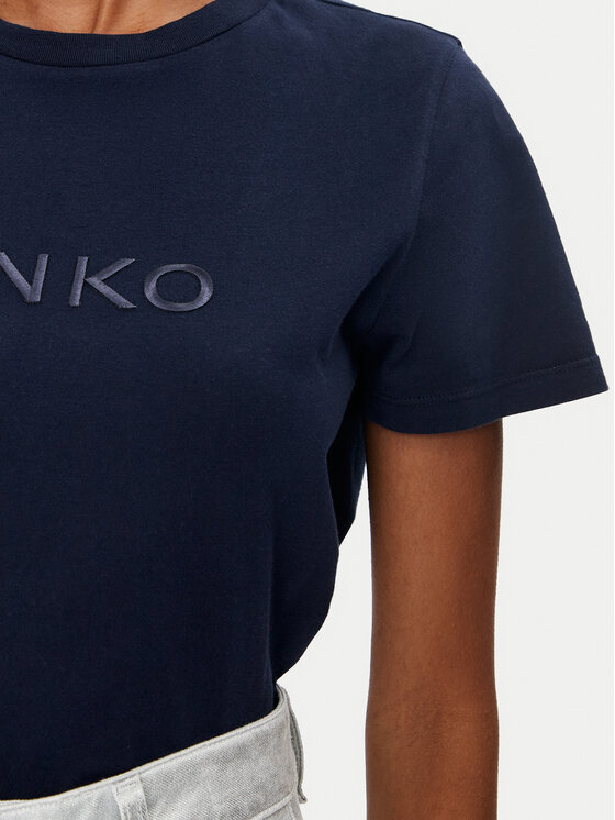 PINKO Pinko T-Shirt Jersey Old Wash Logo 101752 A227 Tmavomodrá Regular Fit