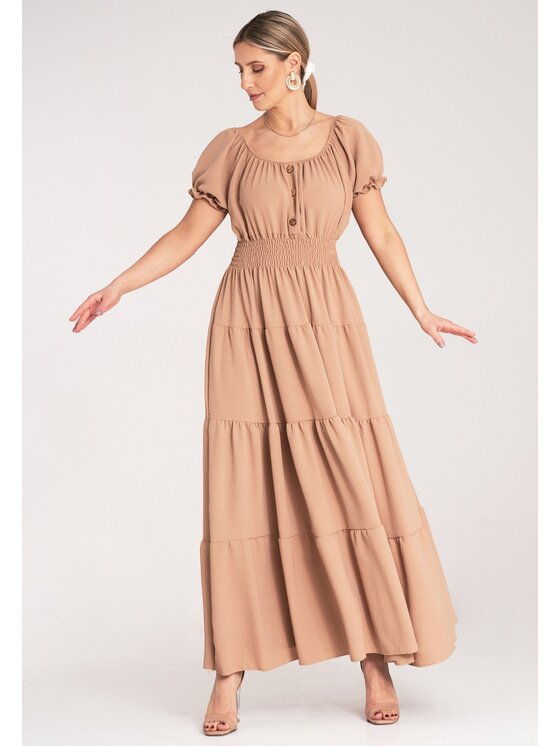FIGL FIGL Letné šaty M1170 Béžová Flared Fit
