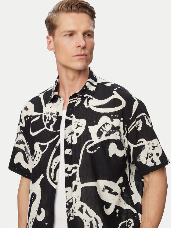 Jack & Jones Jack & Jones Košile Montauk 12293763 Černá Relaxed Fit