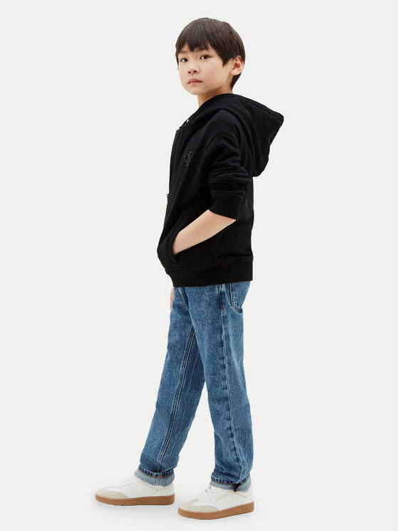 Calvin Klein Calvin Klein Суитшърт Monogram Flock Zipthru LVCKTJB48B Черен Regular Fit