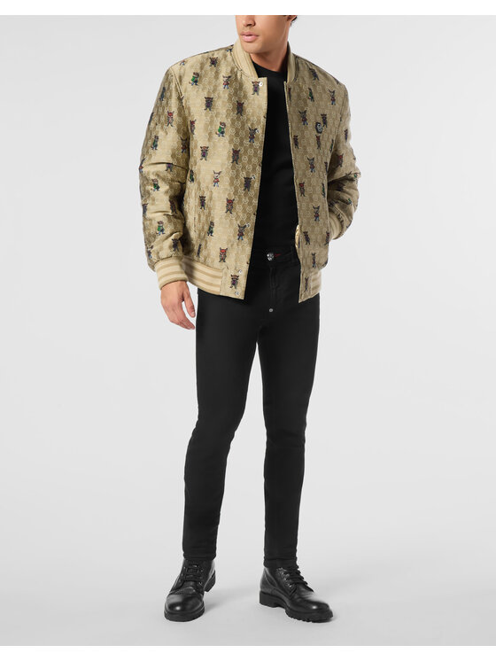 PHILIPP PLEIN PHILIPP PLEIN Kurtka bomber 26061 Beżowy Regular Fit