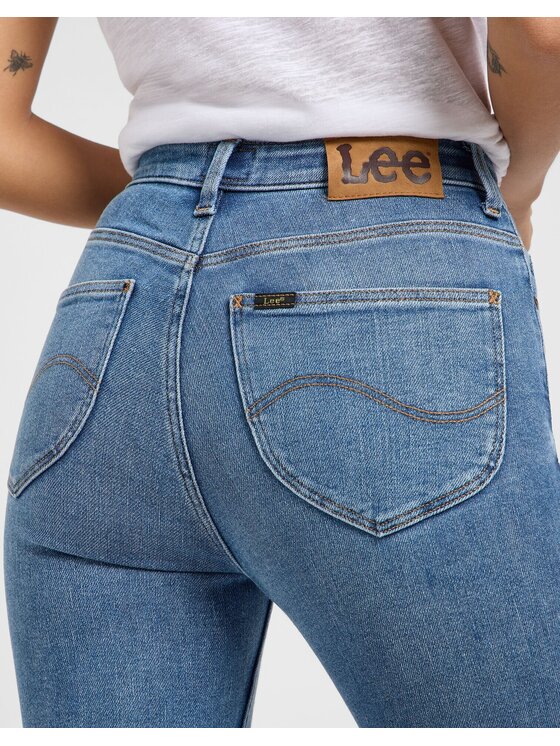 Lee Lee Jeansy SCARLETT HIGH ZIP Niebieski Skinny Fit