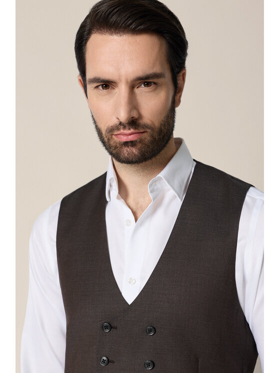 Lancerto Lancerto Kamizelka garniturowa Selva KA073126000009 Brązowy Slim Fit