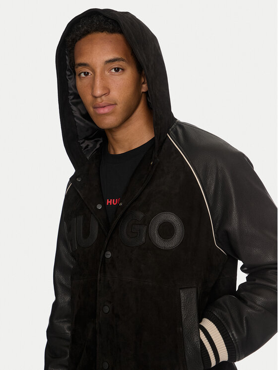 HUGO Hugo Kurtka skórzana Loder 50516870 Czarny Regular Fit
