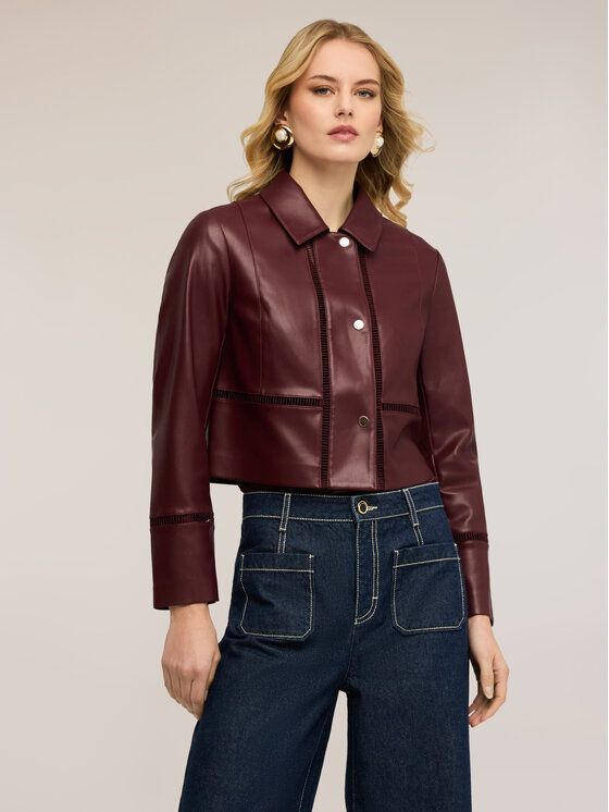 Motivi Motivi Kurtka z imitacji skóry R322Q001133N036 Bordowy Regular Fit