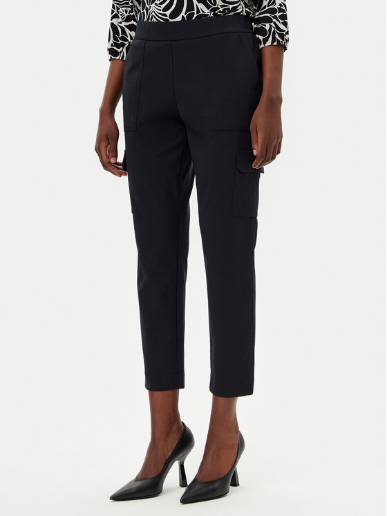 Olsen Olsen Kalhoty z materiálu 14002075 Černá Straight Fit
