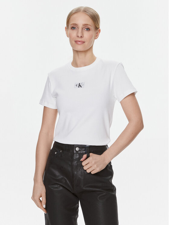 Calvin Klein Jeans T-krekls J20J222687 Balts Regular Fit