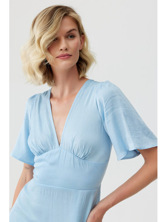 Lunedi Lunedi Sukienka codzienna Romatica Maxi z Tancelu i Wiskozy Babyblue Niebieski Regular Fit
