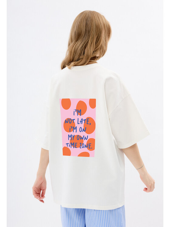 Mirons Mirons T-Shirt Print Biały Oversize