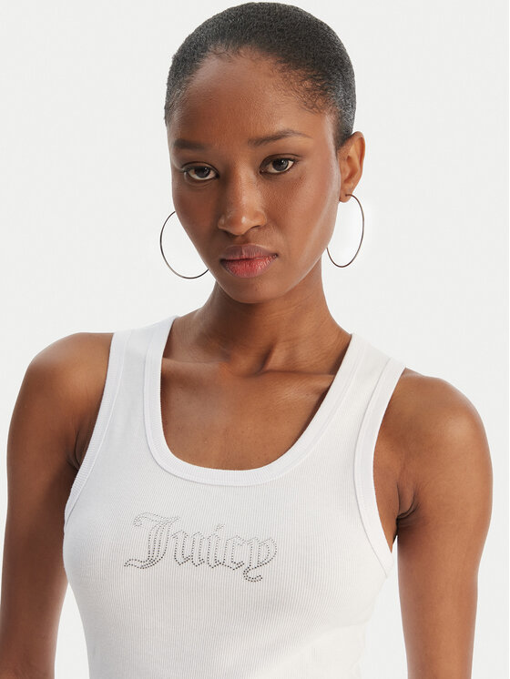Juicy Couture Juicy Couture Top Thin Strap JCWLV126308 Alb Slim Fit