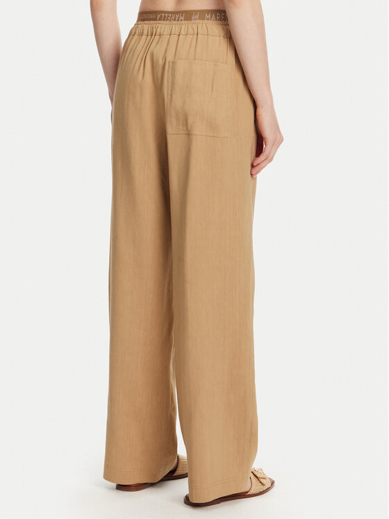 Marella Marella Kalhoty z materiálu Fred 2513131085 Béžová Wide Leg