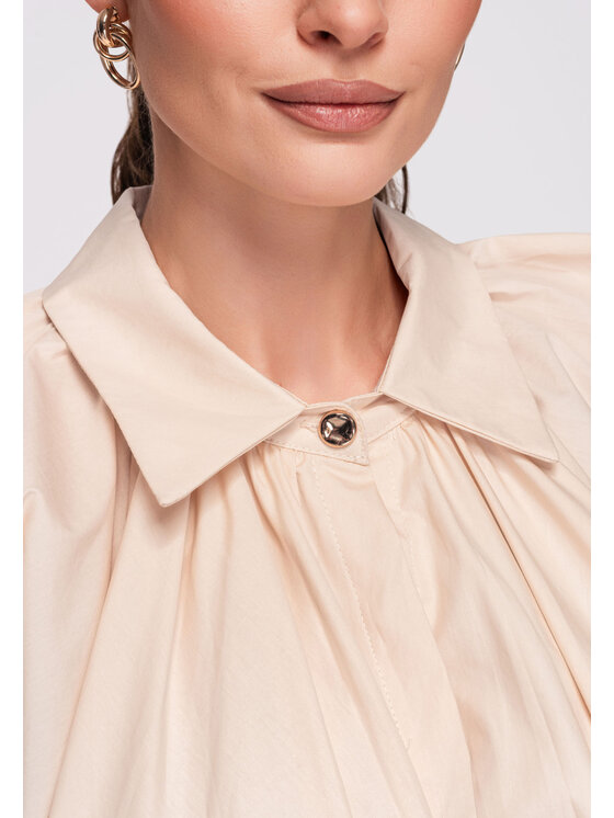 Ombre Ombre Koszula OW-SH-E0006 Beżowy Oversize