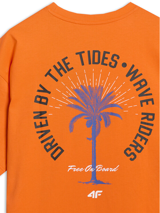 4F 4F T-Shirt FOB SUMMER Pomarańczowy Oversize
