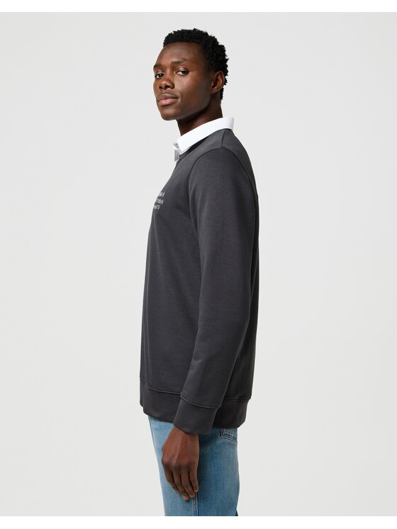 Wrangler Wrangler Bluza Embroidery Crew Szary Relaxed Fit