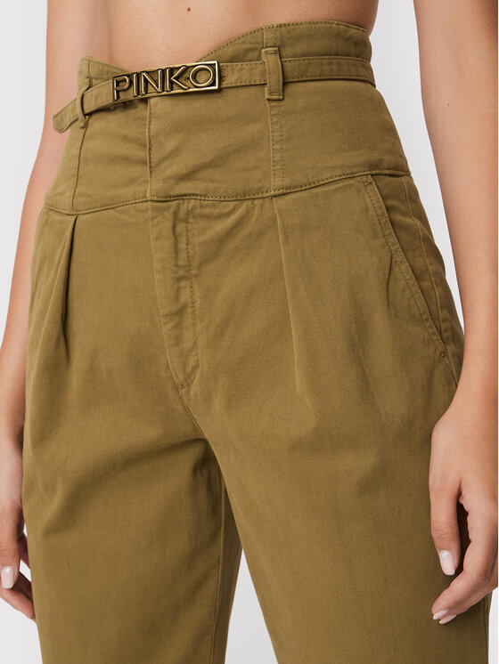 PINKO Pinko Текстилни панталони Ariel 1J10YP Y848 Зелен Regular Fit