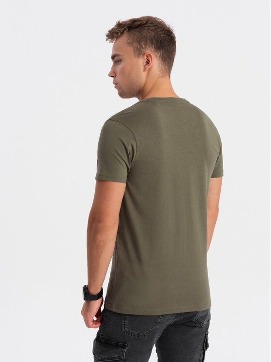Ombre Ombre T-Shirt OM-TSBS-0145 Zielony Classic Fit