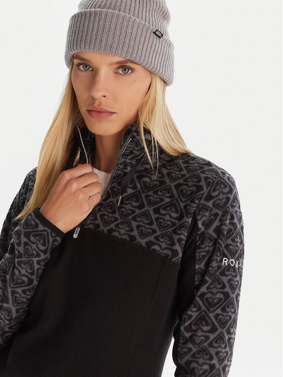 Roxy Roxy Fleecejacke Sayna Half Zip ERJFT04831 Schwarz Regular Fit