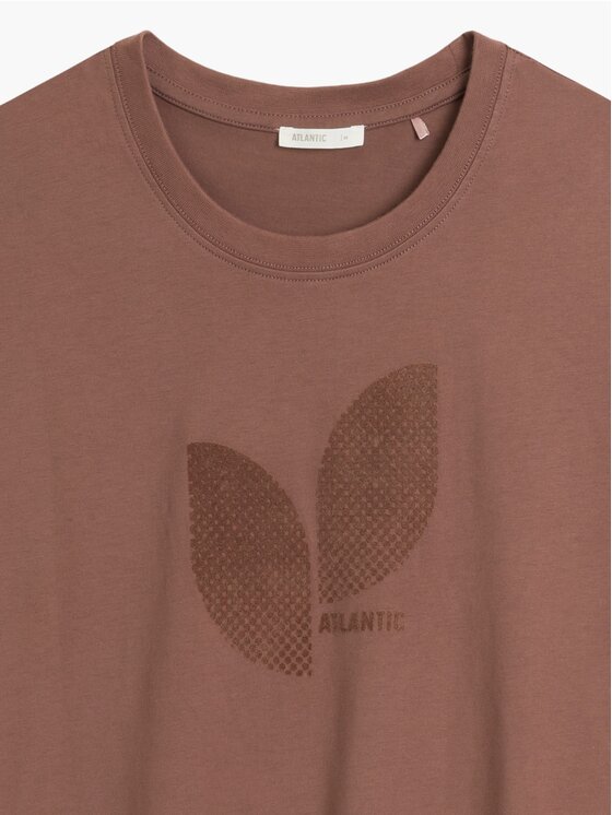 Atlantic Atlantic Piżama Leaf Lounge Peach Effect Brązowy Regular Fit