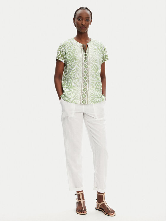 Olsen Olsen Kalhoty z materiálu 14002404 Bílá Regular Fit