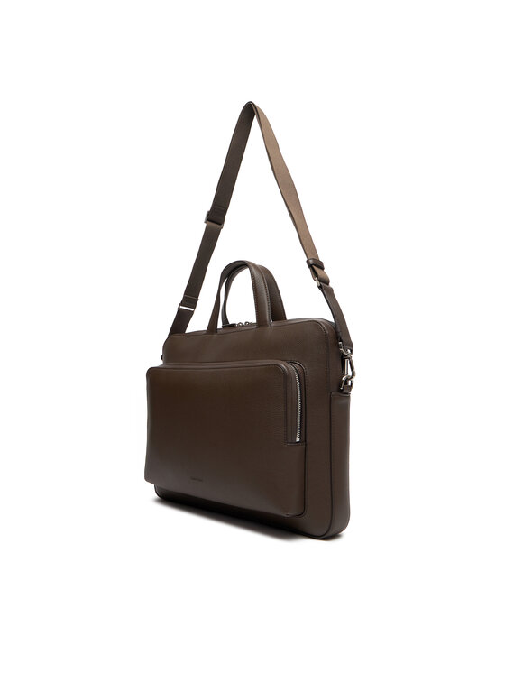 Calvin Klein Calvin Klein Torba za prenosnik Micro Pebble Slim Briefcase 36 LV04D3012G Rjava
