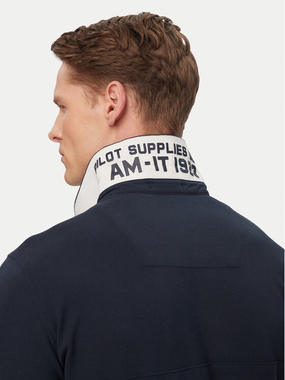 Aeronautica Militare Aeronautica Militare Тениска с яка и копчета 261PO1916UP00191 Тъмносин Regular Fit