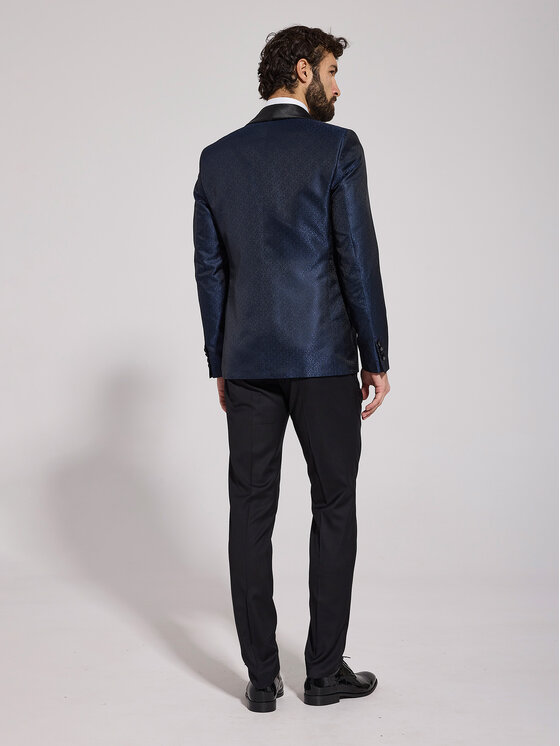 VILLARO VILLARO Marynarka SMOMAR040 Granatowy Slim Fit