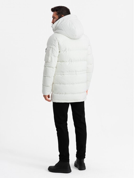 Ombre Ombre Parka OM-JALJ-0201 Biały Regular Fit