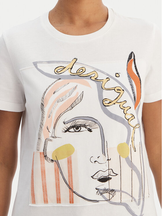 Desigual Desigual Tričko 26SWTK51 Biela Regular Fit