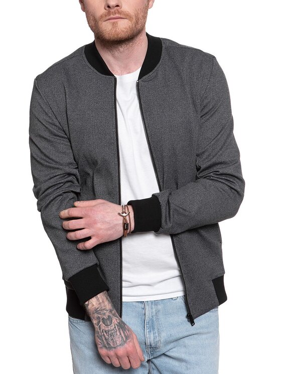 Selected Selected Kurtka przejściowa HOMME SLHJUAN BOBMER SWEAT JACKET Szary Regular Fit